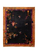 Oriental Rug Chinese Handmade Area Antique Traditional 8'8"x10'11" (9x11) Purple Whites/Beige Purple Floral Design #A24432