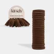 recycled fabric seamless hair elastics 20pc set - chocolate