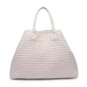 Ithaca Woven Vegan Leather Tote: Oatmilk