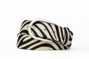 1-1/2" Calf Hair Belt with Antique Silver Buckle