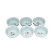 2.5"D Koi Fish Kung Fu Tea Cups 6 Piece Set Sky Blue (1/60)