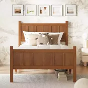Twin Size Flat Panel Bed With Headboard & Footboard, Easy Assembly