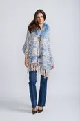 Elegant Raccoon Fur Cape with Zebra Print and Fringe Details — Talk of The Walk