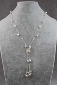 Pearl Lariat Necklace | AAA 6-9mm Natural White Teardrop & Dancing Freshwater Cultured