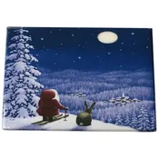 Rectangle Magnet, Eva Melhuish Tomte on Skis with Rabbit