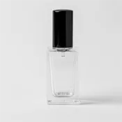 0.54 oz Clear Glass Perfume Bottle with Black Spray Top