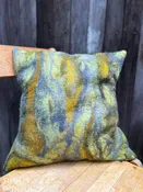 Handmade Wet Felted Pillow by Sharon Mansfield  - Wool & Silk Fibers with Envelope Back - Approximately 15" x 15"