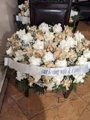 Elegance Eternal Casket Floral Arrangement - White & Gold Roses — A1 Flowers