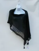 4-Seasons Black Poncho, 100% Irish Linen, Authentic Irish