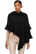Black 100% Cashmere Italian Ruffle Shawl | Women's