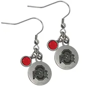 Women's Ohio State University Buckeyes Earrings Dangle Silver Charmed