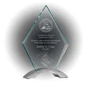 Faceted Cosmic Glass Standup Patent & Inventor Award with Satin Aluminum Base
