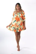 Amber Convertible Off-Shoulder  Ruffle Mini Dress