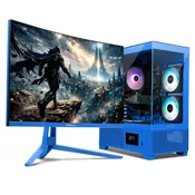 Skytech Cobalt w/27" Monitor Gaming Bundle | AMD Ryzen 5 - 16GB RAM - 1TB SSD - Blue