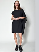 100% Cotton Asymmetric Draped Sleeve Dress - Chic & Comfortable — uzinyc