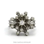 0.33cttw Diamond Snowflake Sputnik Cluster Ring in 14k White Gold