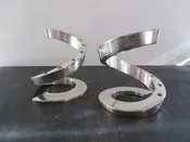 Dansk Pair Spiral Silver Plate Taper Holders Each Holds 12 Made in France c. 1960 1970