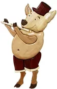 Flute Playing Pig Intarsia Plan