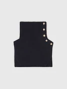 Button-up wool mix collar wrap