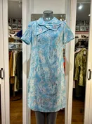 60’s Light Blue & Off Ehite Parley Shift Dress With Oversized Collar Detail