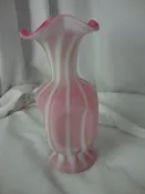 1953 Fenton Cranberry Satin Rib Optic Pinched Vase
