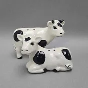 Ceramic Black & White Cow Salt & Pepper Shakers (3")