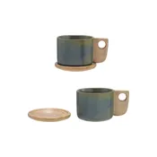 10oz. Stoneware Mug with Saucer/ Lid