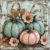 10" x 10" Sage and Blush Fall Pumpkins Sign TTE-041