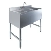 10″ X 14″ X 10″ One Compartment Under Bar Sink With 12″ Left and Right Drainboards and Faucet