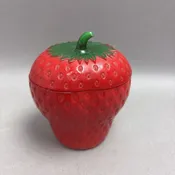 Hazel Atlas Strawberry Milk Glass Jam/Jelly Jar (4")