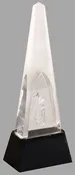 10.25" Clear Crystal 3D Golf Spire on Black Pedestal Award