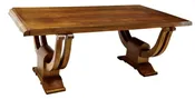 Andre Arbus double-harp based dining table (#1736) — Calderwood Gallery is a world class resource for original French Art Deco furniture. Works by Maurice Dufrene, Jacques Adnet, Ruhlmann, Jallot, Follot, Arbus, Leleu, Dominuque, Subes, Sue et Mare. Art Nouveau, decorative arts, iron works.