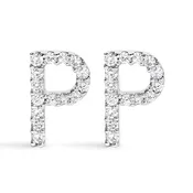 10K White Gold 1/10 Cttw Diamond Initial “A” to "Z" Stud Earring