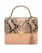 Alabama Italian Python Embossed Leather Handbag Creme