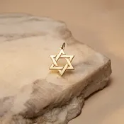 14K Yellow Gold Solid Star of David Pendant