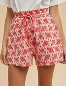 Ainsley Red Daisy Jacquard Knit Shorts