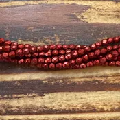 1-03-07B10 - Czech Fire Polish Beads, Saturated Metallic Merlot, 3mm | Strand