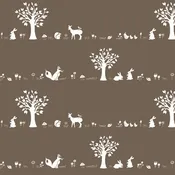 Forest Friends Brown, Storyboek Drie by JayCyn Designs for Birch Organic Fabrics, Limited Yardage