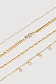 Assorted Cubic Zirconia Chain Anklets Set of 4