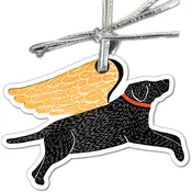 Angel Dog Wood Ornament