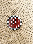 Alum checkered print 2.25 inch game day button black/white