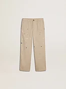 Beigefarbene Kinder-Chinohose mit bunten Sprenkeln