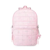 Bow Floral Quilted Large Backpack with Charm