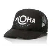 ALOHA Trucker Hat White on Black