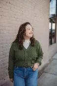 Chunky Cable Knit Cardigan- Olive