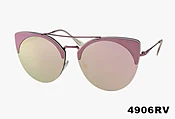 4906RV - Wholesale Large Metallic Brow Cat Eye Mirror Sunglasses