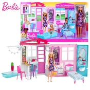 Barbie Dollhouse, Portable 1-Story Playset with Pool and Accessories