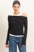 2fer tank & off the shoulder long sleeve top