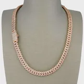 10K Rose Gold Full Diamond Prong Setting Chain