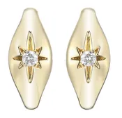 0.08CT TW 0.14carat Diamond Lucky North Star Huggie Hoop Earrings